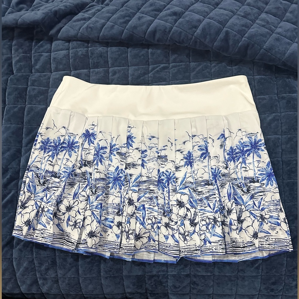 Tommy Bahama Blue and White Tropical Mini Skirt